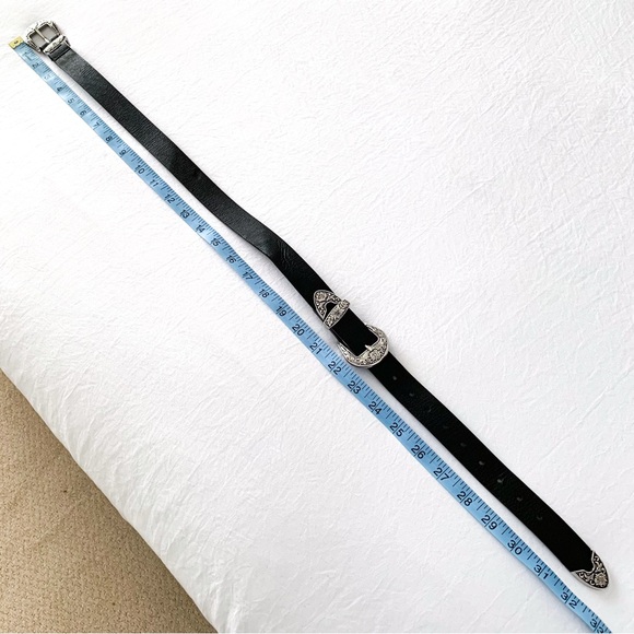 H&M Divided double buckle belt black faux leather with silver hardware size xs - Picture 7 of 9